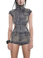DEMOBAZA - TUTA IN DENIM STRETCH CON TAGLI