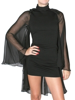 UNIF - JERSEY AND CHIFFON CAPE DRESS