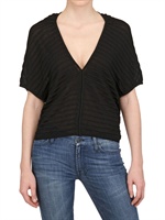 PARRONCHI - VISCOSE CREPE & LUREX SWEATER - BLACK