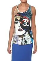 SWEET MATILDA - JERSEY AND PRINTED COTTON TANK TOP