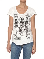 SWEET MATILDA - SKULL PRINT SLUB COTTON T-SHIRT