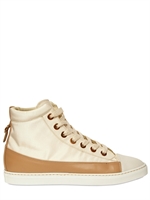 ALOUETTE - SILK SATIN LEATHER INSERT SNEAKERS