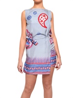FATTORI - WALLET TUNIC DRESS - BLUE/RED