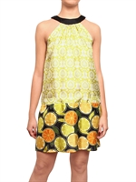 FATTORI - FLOWER & FRUIT PRINT DRESS - GREEN/ORANGE