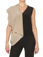 SPACE - ZWEIFARBENES DRAPIERTES SEIDEN CREPE TOP