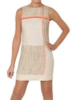 SPACE - TWEED PATCHWORK WITH NEON DETAIL DRESS