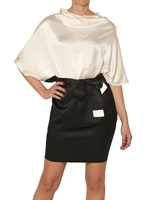SPACE - BICOLORED SILK SATIN STRETCH DRESS