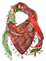 SPACE - SILK JACQUARD PATCHWORK TASSEL SCARF