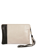 SPACE - BICOLORED CALFSKIN TASSEL CLUTCH