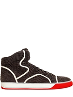 LANVIN - WRINKLED CALFSKIN HIGH TOP SNEAKERS
