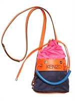 KENZO - LOGO NYLON MIT LEDER UMHÄNGETASCHE