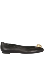 ALEXANDER MCQUEEN - LEATHER SWAROVSKI SKULL BALLERINA FLATS