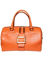 ROGER VIVIER - NEW BAULETTO METRO LEATHER TOP HANDLE