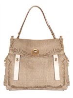 YVES SAINT-LAURENT - MUSE TWO MEDIUM LINEN TOP HANDLE