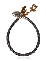 DOLCE & GABBANA - BRAIDED LEATHER CHARM BRACELET