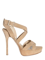 JIMMY CHOO - 120MM VAMP SUEDE CROSS OVER SANDALS