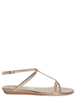 JIMMY CHOO - FIONA LEATHER GLITTER FABRIC FLATS