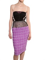 NINA RICCI - MESH TOP BLENDED TWEED DRESS - PURPLE