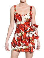 DOLCE & GABBANA - HOT PEPPER PRINT COTTON POPLIN DRESS