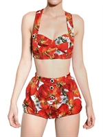 DOLCE & GABBANA - JEWELLED TOMATO PRINT BROCADE BRA