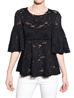 DOLCE & GABBANA - RUFFLED COTTON LACE TOP