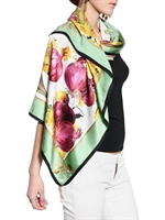 DOLCE & GABBANA - AUBERGINE PRINT SILK SATIN SCARF