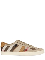 BURBERRY - CANVAS & LEATHER CHECK SNEAKERS