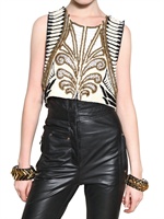 BALMAIN - EMROIDERY BRODE ON SILK TOP