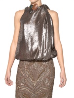 MAURIZIO PECORARO - LEATHER NECKLACE LUREX GEORGETTE TOP