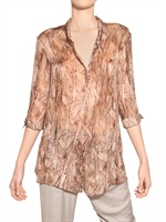 MAURIZIO PECORARO - WOOD PRINT SILK CHIFFON SHIRT