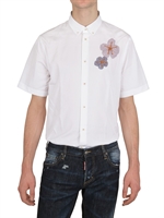 DSQUARED - BAUMWOLL POPLIN BLUMEN FLICKEN HEMD