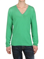 DSQUARED - CONTRASTING COLLAR COTTON KNIT SWEATER