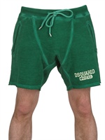 DSQUARED - CRACKED PRINT COTTON FLEECE SWEAT SHORTS
