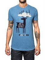 DSQUARED - COTTON LINEN JERSEY DEER PRINT T-SHIRT