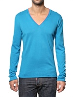 DSQUARED - CONTRASTING COLLAR COTTON KNIT SWEATER