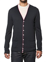 DSQUARED - CONTRASTING COLLAR CARDIGAN SWEATER