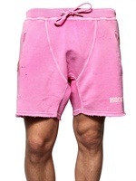 DSQUARED - PAINT SPOTS COTTON FLEECE SWEAT SHORTS