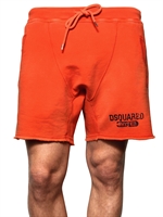 DSQUARED - CRACKED PRINT COTTON FLEECE SWEAT SHORTS