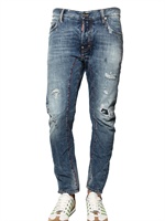 DSQUARED - 18CM BIKER FIT RIPPED DENIM JEANS