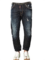 DSQUARED - 18CM STUDDED DENIM BIKER JEANS