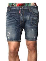 DSQUARED - BOXER WAIST DENIM PUPU SHORTS