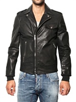 DSQUARED - CONTRASTING PANEL LEATHER JACKET