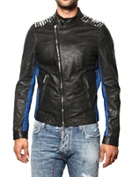 DSQUARED - STUDDED BIKER STYLE LEATHER JACKET