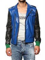 DSQUARED - CONTRASTING PANEL LEATHER JACKET