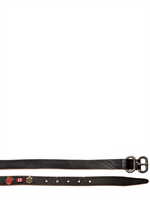 DSQUARED - 2,5CM BADGE PINS CRACKED CALFSKIN BELT