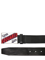 DSQUARED - 3,5CM ENAMELED LOGO SMOOTH CALFSKIN BELT