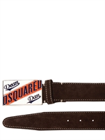 DSQUARED - 3,5CM ENAMELED LOGO SUEDE BELT
