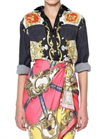 D&G - DENIM & BEDRUCKTE TWILL PATCHWORK HEMD