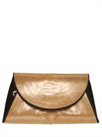 SALVATORE FERRAGAMO - EVY MULTI GOLD KETTEN UND WILDLEDER CLUTCH