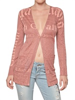 GALLIANO - CARDIGAN DI LINO STAMPA LOGO